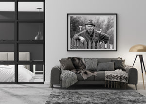 authentic farmer portrait Romania village scene black and white photography