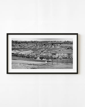 Black and white cityscape of Rosemount Northern Ireland