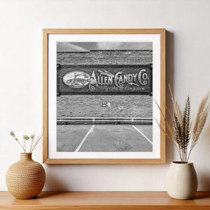 Monochrome artwork of classic American advertising mural