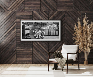 Wood cabinet display with vintage Americana artifacts