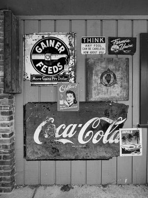 Route 66 farm bureau and coffee signs Atlanta Illinois
