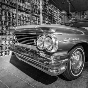 Classic car close up with chrome bumper