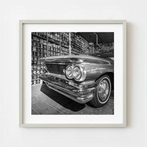 Vintage Pontiac front end monochrome detail