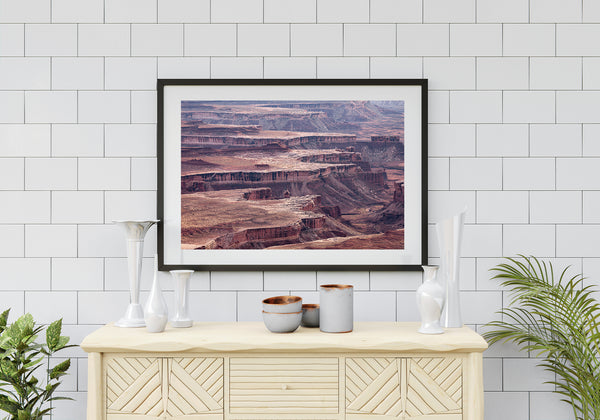 Canyonlands desert view with textured cliffs