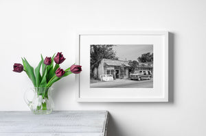 Black and white photo of Soul Sound Record Shop