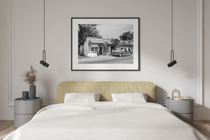 Bygone era vinyl record store in small town