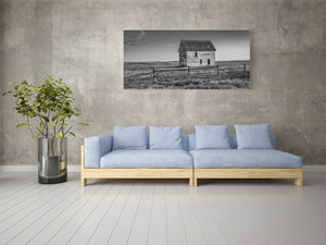 Weathered farmhouse artwork from rural Saskatchewan