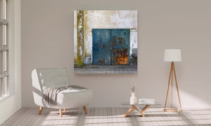 Oude blauwe deur