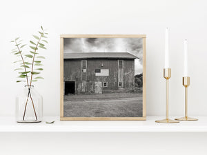 Fine art photo of American flag on old wooden structure