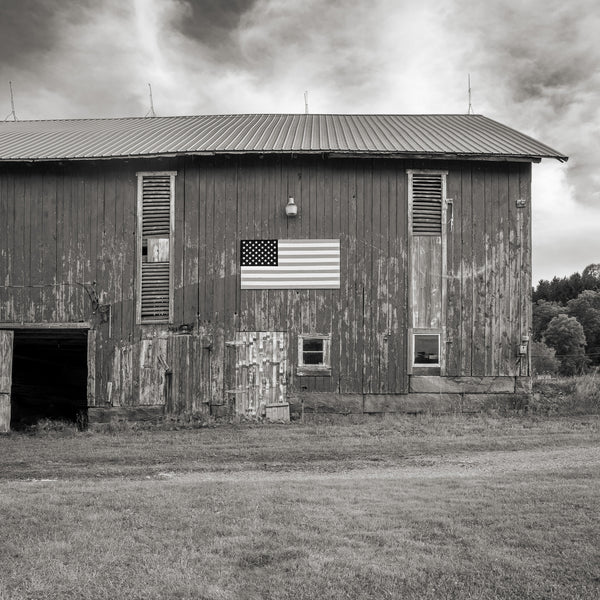 Rustic Old Barn with American Flag | Photo Art Print fine art photographic print