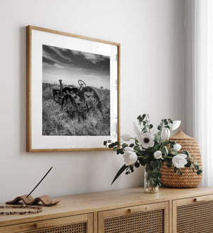Monochrome tractor relic fine art photography print