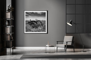 Historic agricultural equipment forgotten in the field