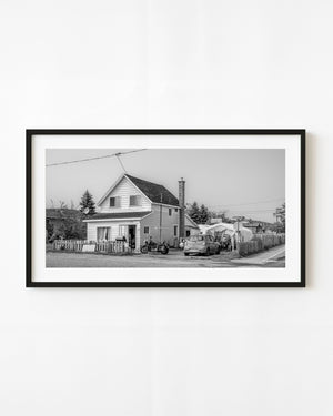 Schreiber Ontario corner house in black and white