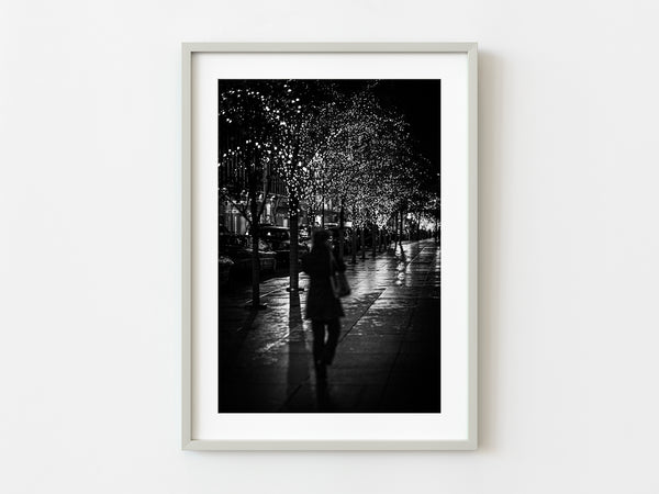 Shadowy figure of a woman walks alone on the streets of New York City | Photo Art Print fine art photographic print