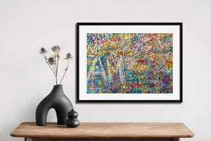 Abstract urban wall detail with white gold and black tags