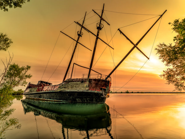 Golden dawn over La Grande Hermine shipwreck