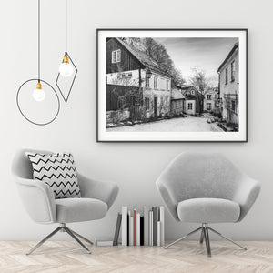 Quiet Oslo neighbourhood fine art wall print