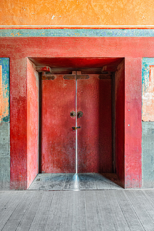 Traditional Chinese architecture with red doors at Forbidden City