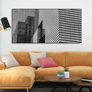 Seoul city building with repeating glass panels