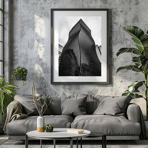 Contemporary high rise with wave patterned facade