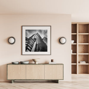 Urban architecture with signage in front of Garak Tower East