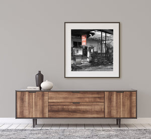 Fine art print of forgotten service station in Southern landscape