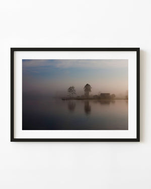 Foggy morning over water in southern Georgia