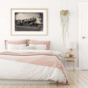 Black and white steam train wall art