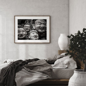 Black and white Mongolian mask photograph