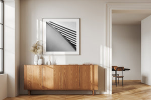 Monochrome image of aerodynamic vents on vintage car