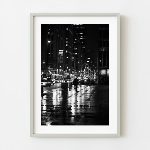 Streets of New York at night after rainfall | Photo Art Print