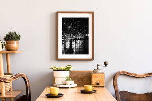 Moody cityscape wall art of New York at night, full of atmosphere and light