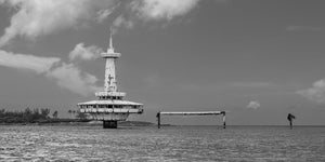 Submerged and forgotten observation tower in Bahamian waters