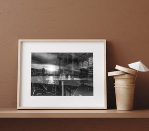 Abstract cityscape reflection wall art