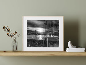 Black and white reflection Sydney harbor