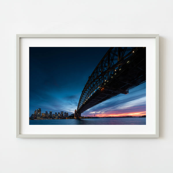 Sydney Harbor bridge view during blue hour