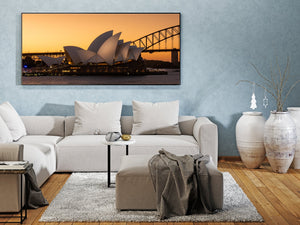 Vue emblématique de l'Opéra de Sydney et du Harbour Bridge au crépuscule