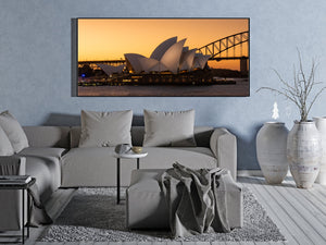 Sydney waterfront with Opera House during sunset