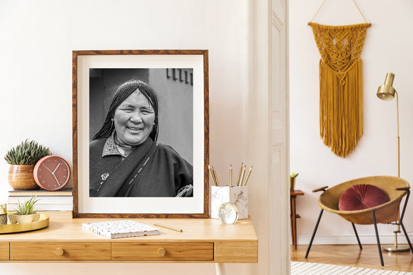 Wall art portrait of Tibetan woman in China