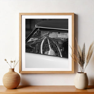 Steering wheel of a historic Cord roadster from the 1930s