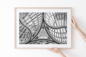 Tokyo rooftop architectural detail in monochrome