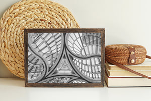 Contemporary geometric architecture ceiling view