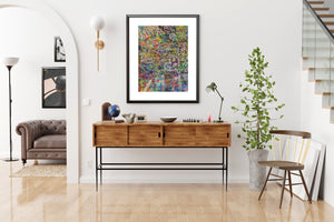 Abstract urban graffiti wall covered in colorful tags and drawings Tokyo Japan