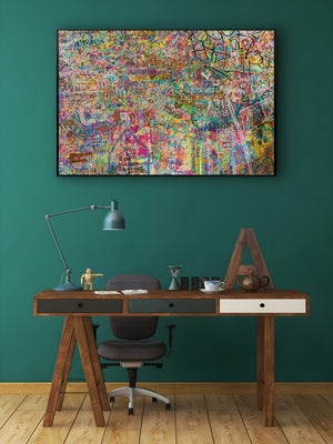 Urban graffiti wall with overlapping tags and drawings Tokyo Japan