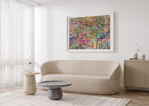 Layered graffiti signatures and doodles across colorful Tokyo wall