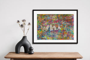 Detailed multicolored graffiti wall filled with tags and drawings Tokyo