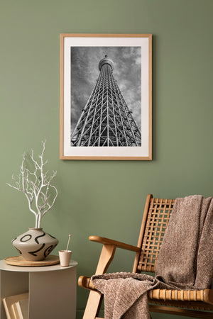 Dramatic black and white Tokyo Skytree architectural photography