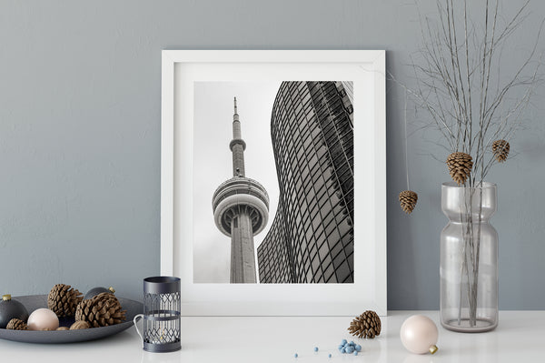 CN Tower with glass building