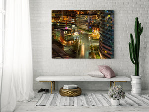 Framed Liberty Village photograph displayed in modern interior