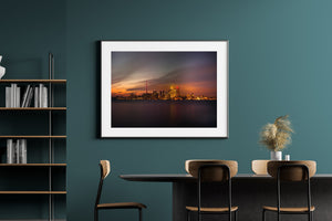 Evening photograph of Toronto’s CN Tower and waterfront from Ward’s Island